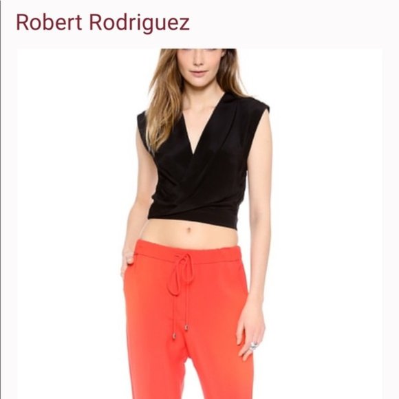 Robert Rodriguez Silk Open Back Wrap Top 0 Black - Picture 1 of 4